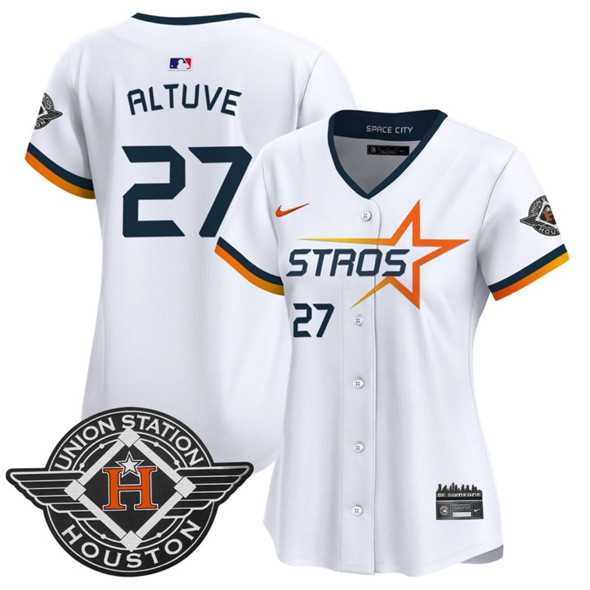 Womens Houston Astros #27 Jose Altuve White 2025 City Connect Limited Stitched Jersey Dzhi